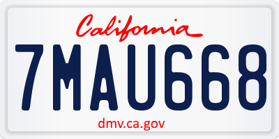 CA license plate 7MAU668