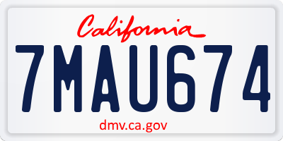 CA license plate 7MAU674