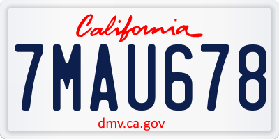 CA license plate 7MAU678