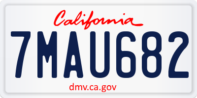 CA license plate 7MAU682