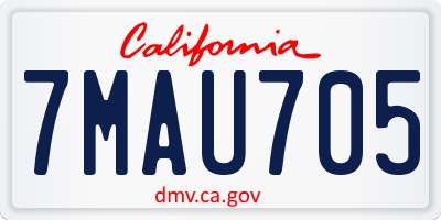 CA license plate 7MAU705