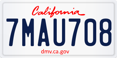 CA license plate 7MAU708