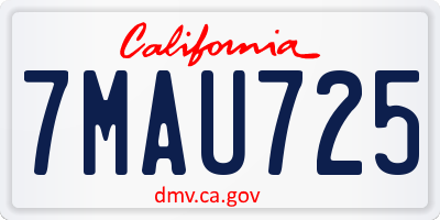 CA license plate 7MAU725