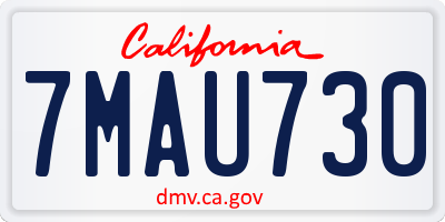 CA license plate 7MAU730