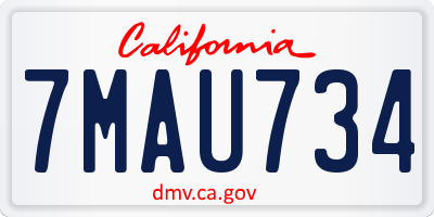 CA license plate 7MAU734