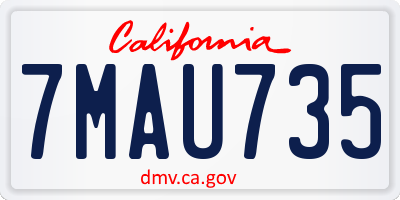 CA license plate 7MAU735