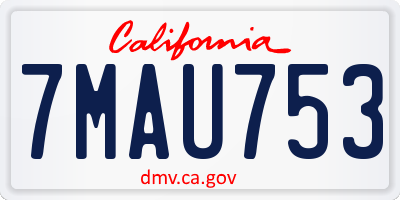 CA license plate 7MAU753