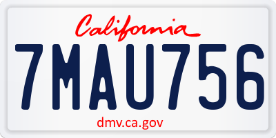 CA license plate 7MAU756