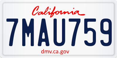 CA license plate 7MAU759