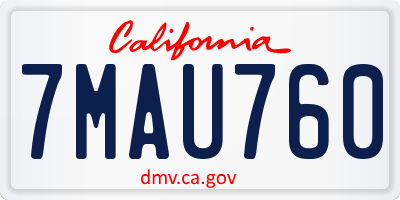 CA license plate 7MAU760
