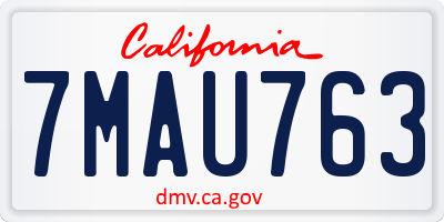 CA license plate 7MAU763