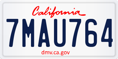 CA license plate 7MAU764