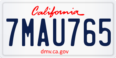 CA license plate 7MAU765