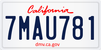 CA license plate 7MAU781