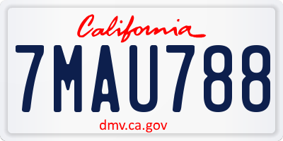 CA license plate 7MAU788