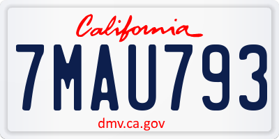 CA license plate 7MAU793