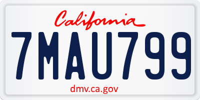 CA license plate 7MAU799