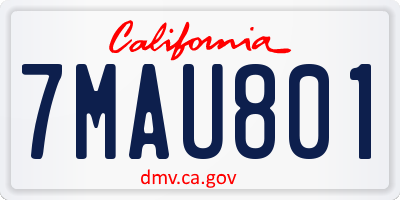 CA license plate 7MAU801