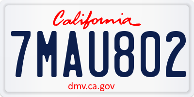 CA license plate 7MAU802