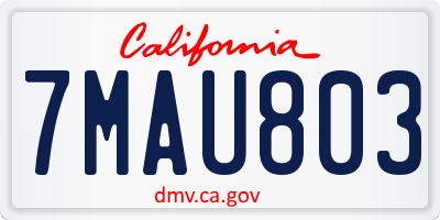 CA license plate 7MAU803