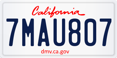 CA license plate 7MAU807