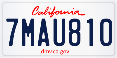 CA license plate 7MAU810