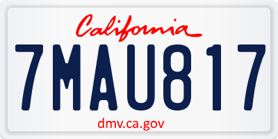 CA license plate 7MAU817