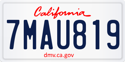 CA license plate 7MAU819