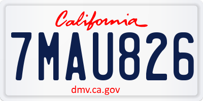 CA license plate 7MAU826