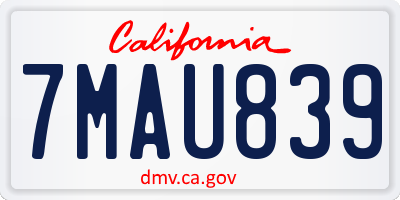 CA license plate 7MAU839