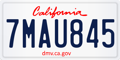 CA license plate 7MAU845