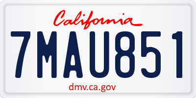 CA license plate 7MAU851