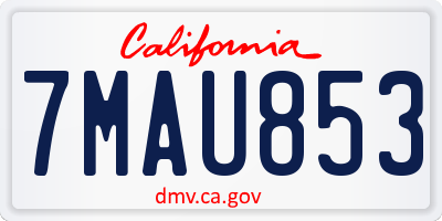 CA license plate 7MAU853