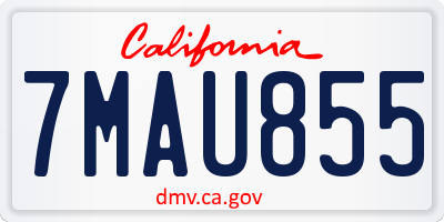 CA license plate 7MAU855