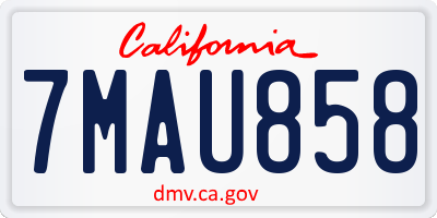 CA license plate 7MAU858