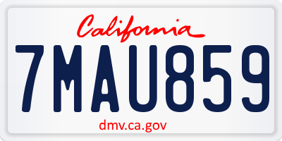 CA license plate 7MAU859