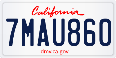 CA license plate 7MAU860