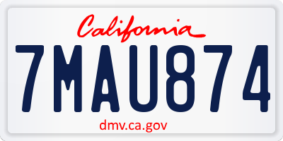 CA license plate 7MAU874
