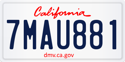 CA license plate 7MAU881