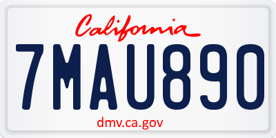 CA license plate 7MAU890
