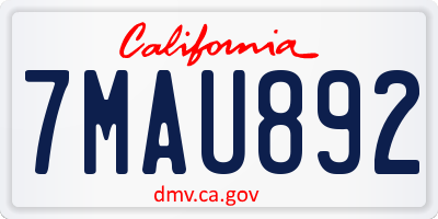 CA license plate 7MAU892