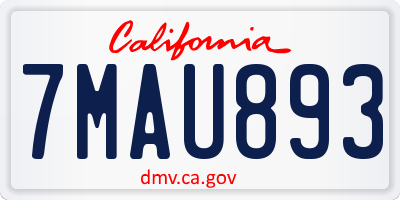 CA license plate 7MAU893