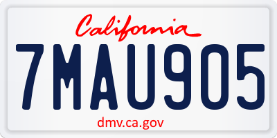 CA license plate 7MAU905