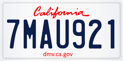 CA license plate 7MAU921