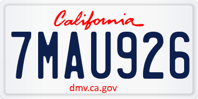 CA license plate 7MAU926