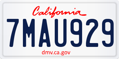 CA license plate 7MAU929