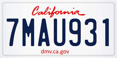 CA license plate 7MAU931