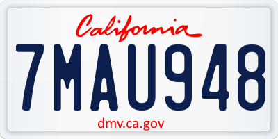 CA license plate 7MAU948