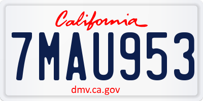 CA license plate 7MAU953