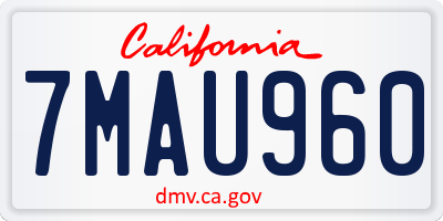 CA license plate 7MAU960